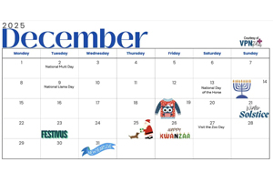 December pet- and vet-related calendar