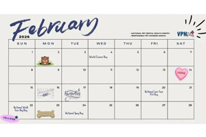 February pet- and vet-related calendar